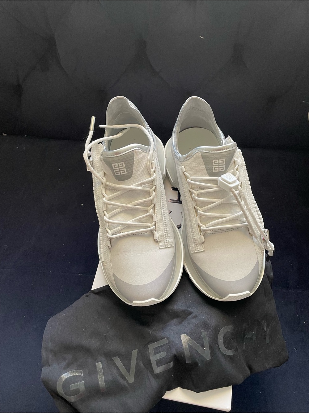 Givenchy Women's Off-White Low-Top Mesh & Leather Sneakers